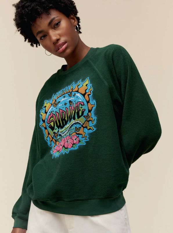 Daydreamer Women's Sublime Graffiti Sun Reverse Raglan Crew