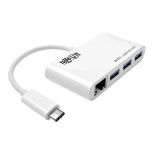 Tripp Lite 3-Port USB 3.1 Gen 1 Portable Hub - USB-C, Gigabit Ethernet Port, Plug-and-play, White