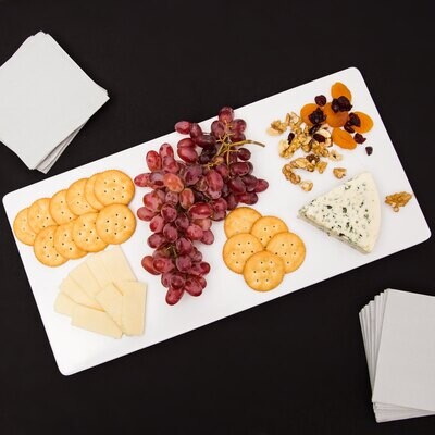 White Flat Melamine Cheese Platter 18" x 9" - Platter Only