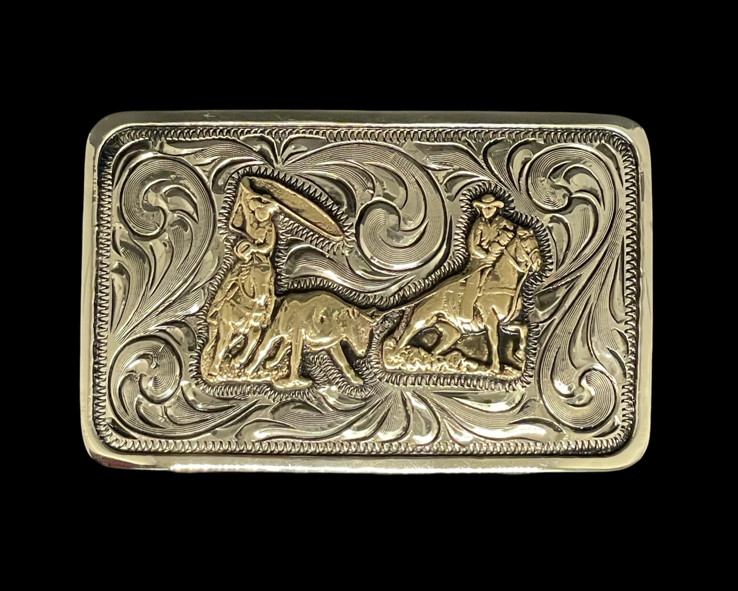 Small Scale Antiqued Team Roper Buckle