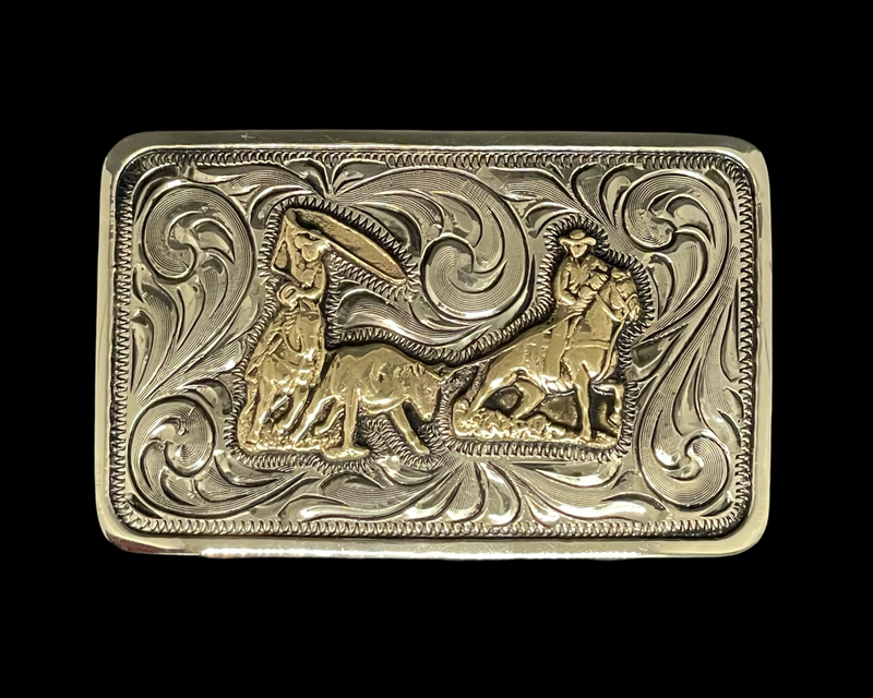 Small Scale Antiqued Team Roper Buckle