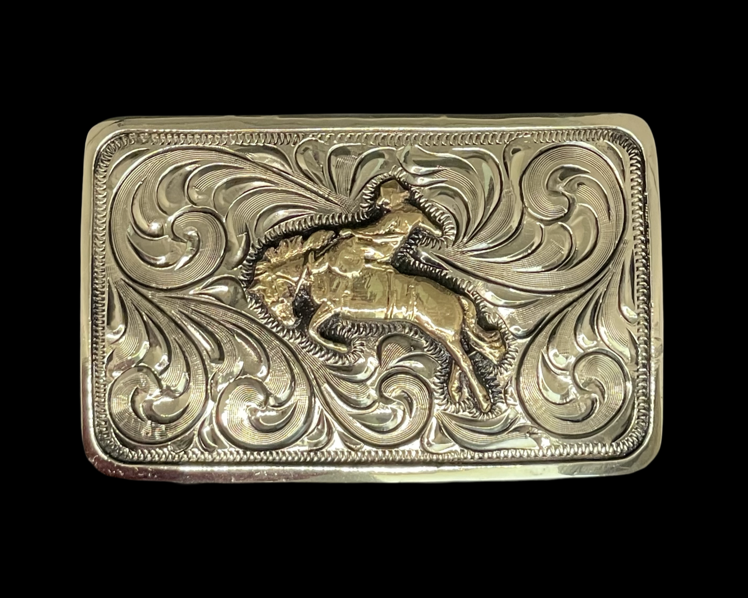 Small Scale Antiqued Bronc Rider Buckle