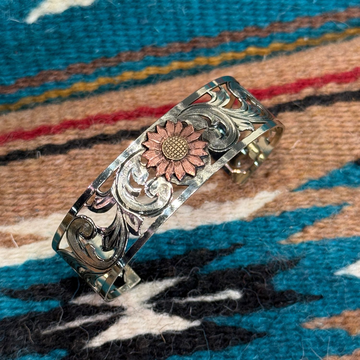 Sunflower Scroll Cuff Bracelet