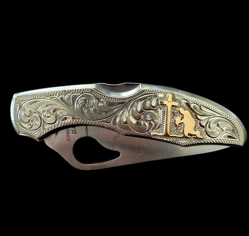 Kneeling Cowboy Pocket knife