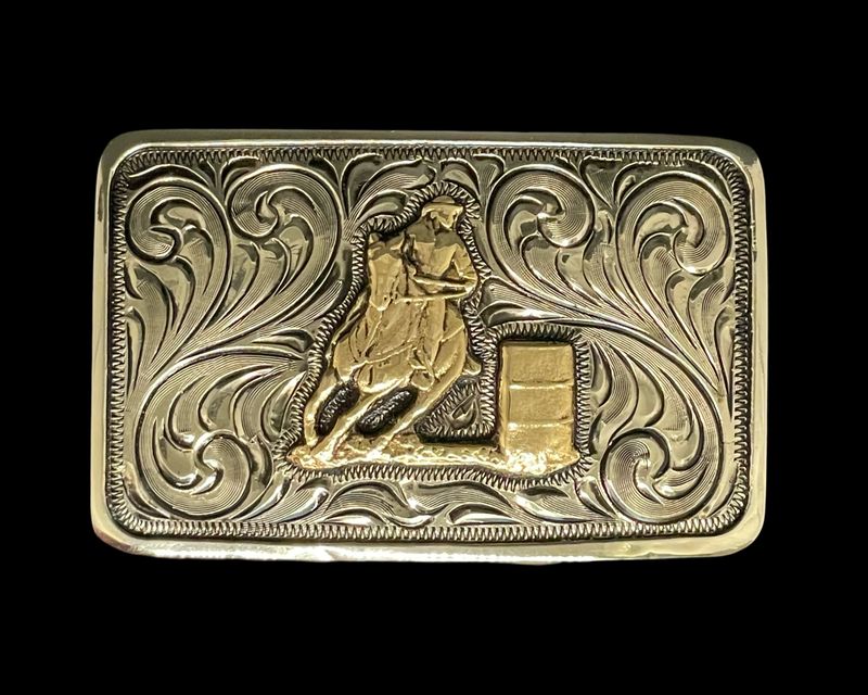 Small Scale Antiqued Barrel Racer Buckle