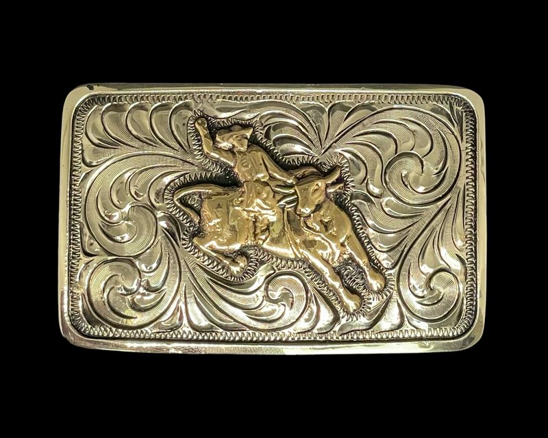 Small Scale Antiqued Bull Rider Buckle