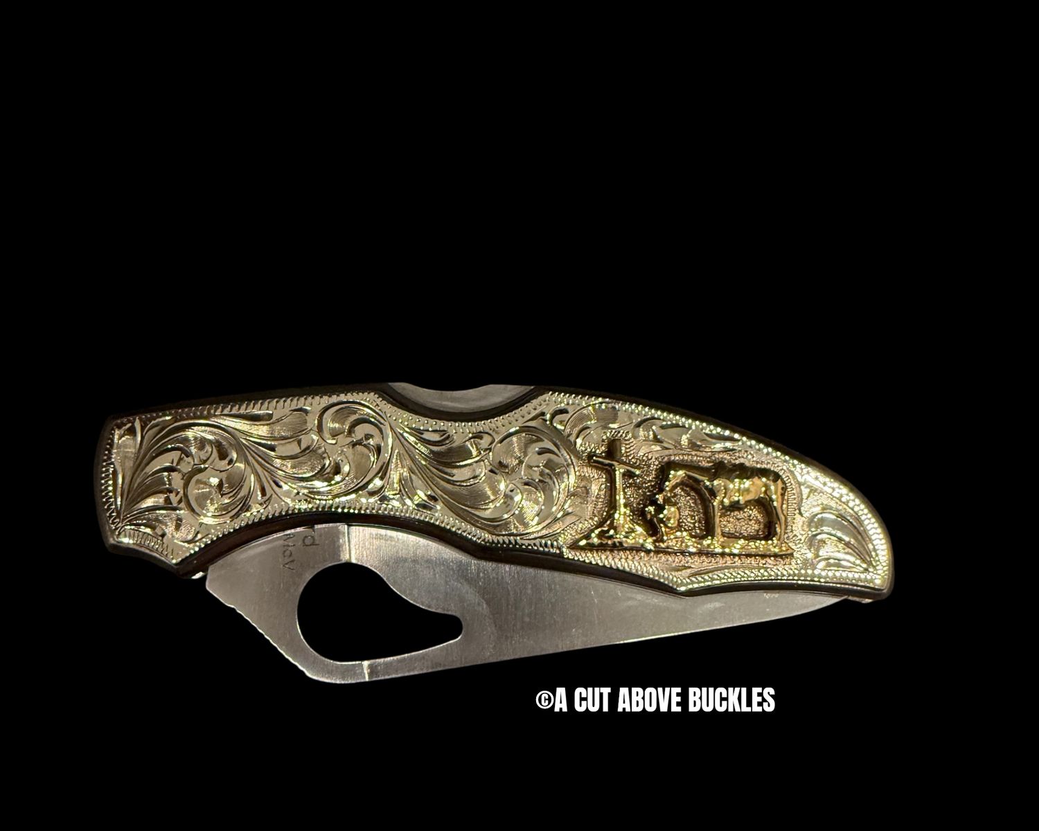 Kneeling Cowboys With Horse Knife