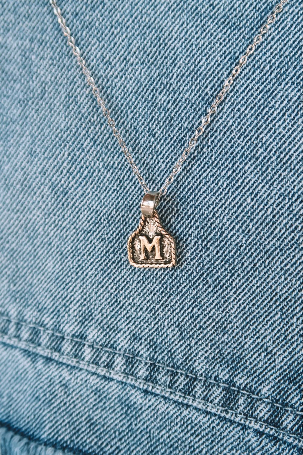 Mini Cow Tag Initial Pendant