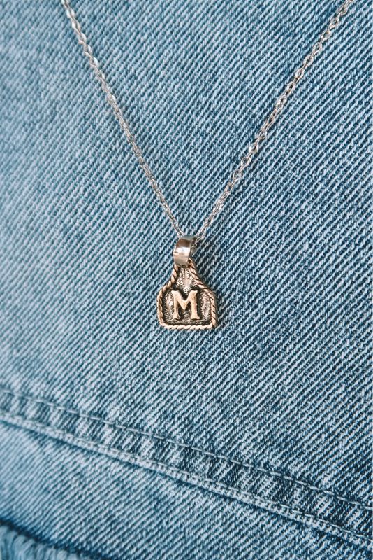 Mini Cow Tag Initial Pendant