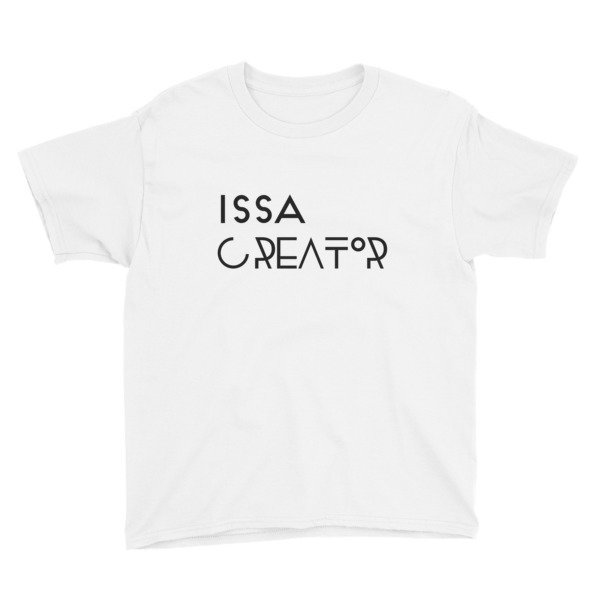 &quot;Issa Creator&quot; Youth Short Sleeve T-Shirt (White), Size: XS
