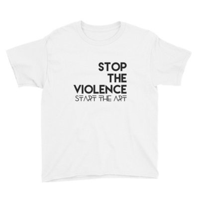 &quot;Stop the Violence...&quot; Youth Short Sleeve T-Shirt (White)