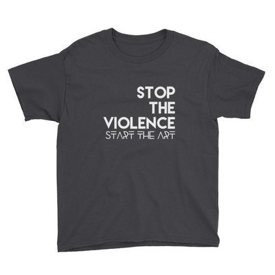 &quot;Stop the Violence...&quot; Youth Short Sleeve T-Shirt (Black)