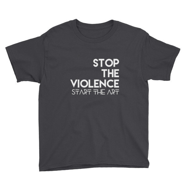 &quot;Stop the Violence...&quot; Youth Short Sleeve T-Shirt (Black), Size: XS