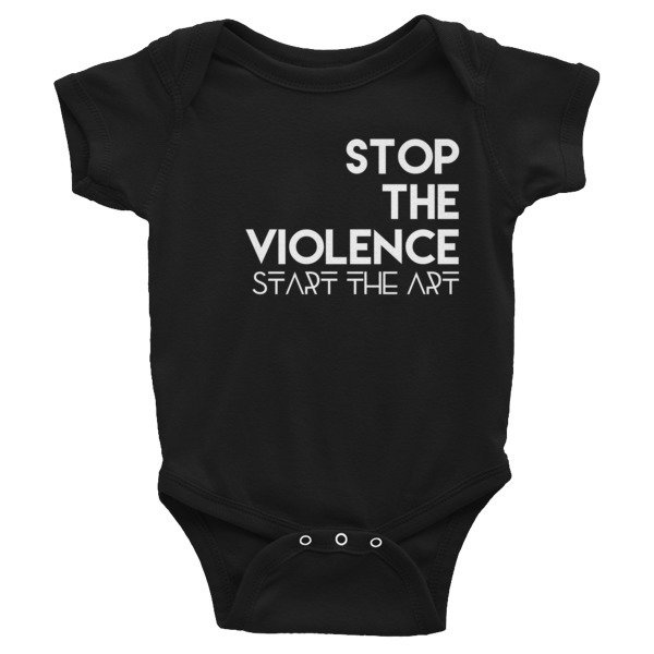 &quot;Stop the Violence...&quot; Infant Bodysuit (Black), Size: NB