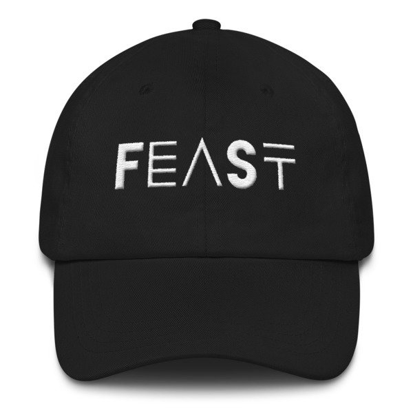 &#39;FEAST&#39; Dad hat (White Letters), Color: Black