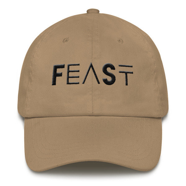 &#39;FEAST&#39; Dad hat (Black Letters), Color: Khaki