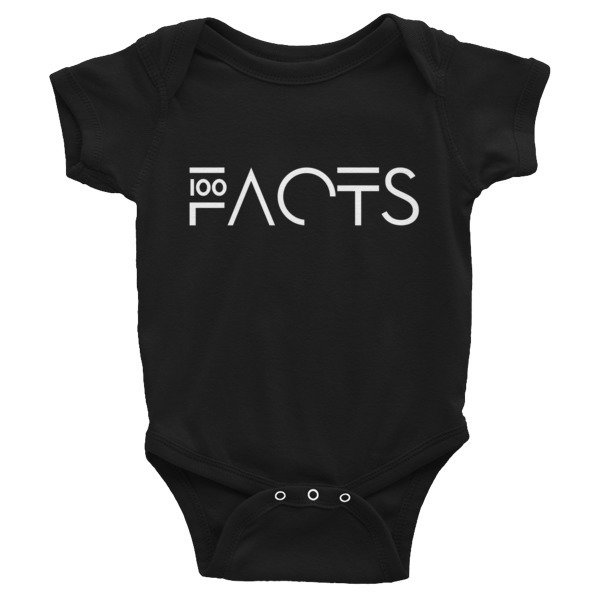&#39; Facts &#39; Infant Bodysuit ( Black ), Size: NB