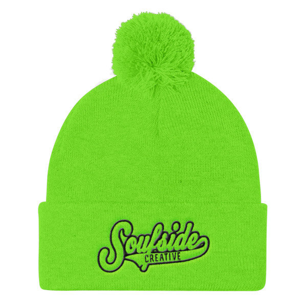 &#39;Soufside Creative Athletic&#39; Neon Pom Pom Knit Cap, Color: Neon Green