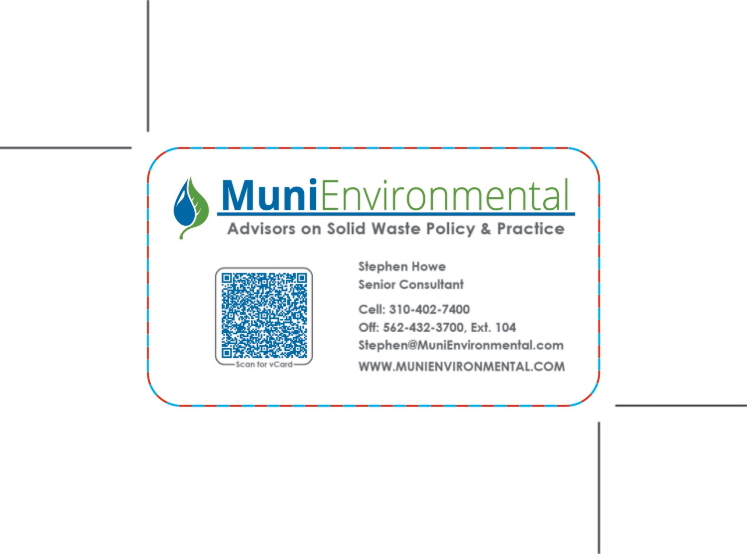 Custom Order - MuniEnviornmental - Business Cards - 2