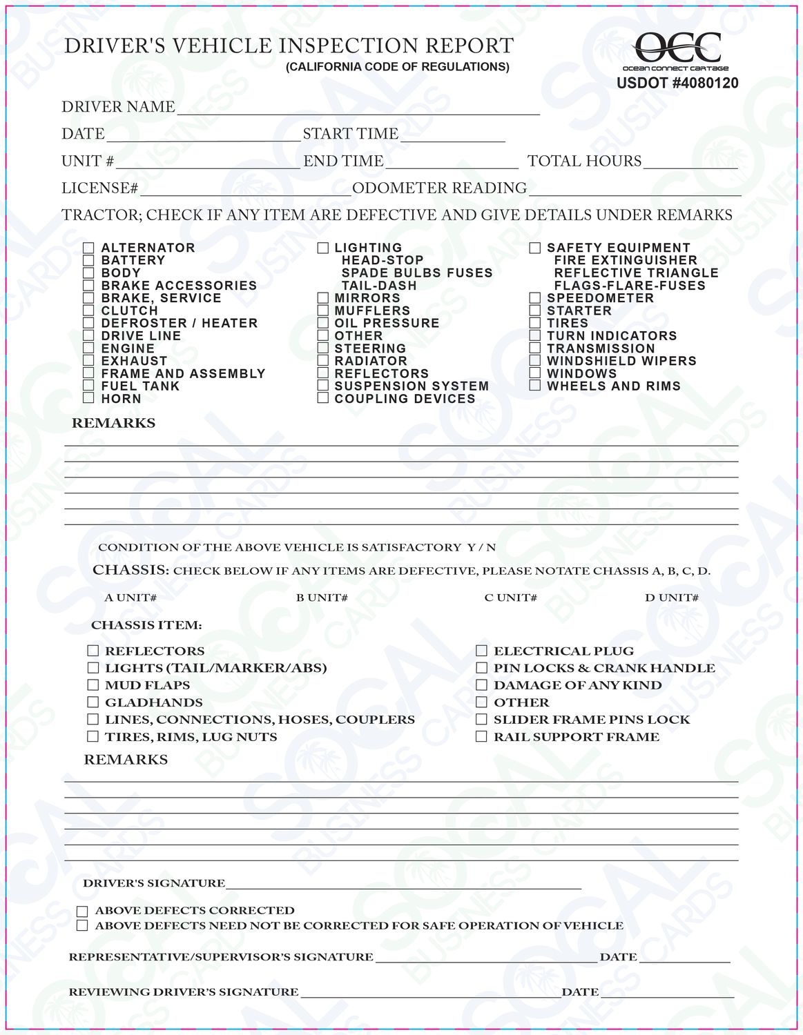 Custom Order - Ocean Connect Cartage - Letterhead