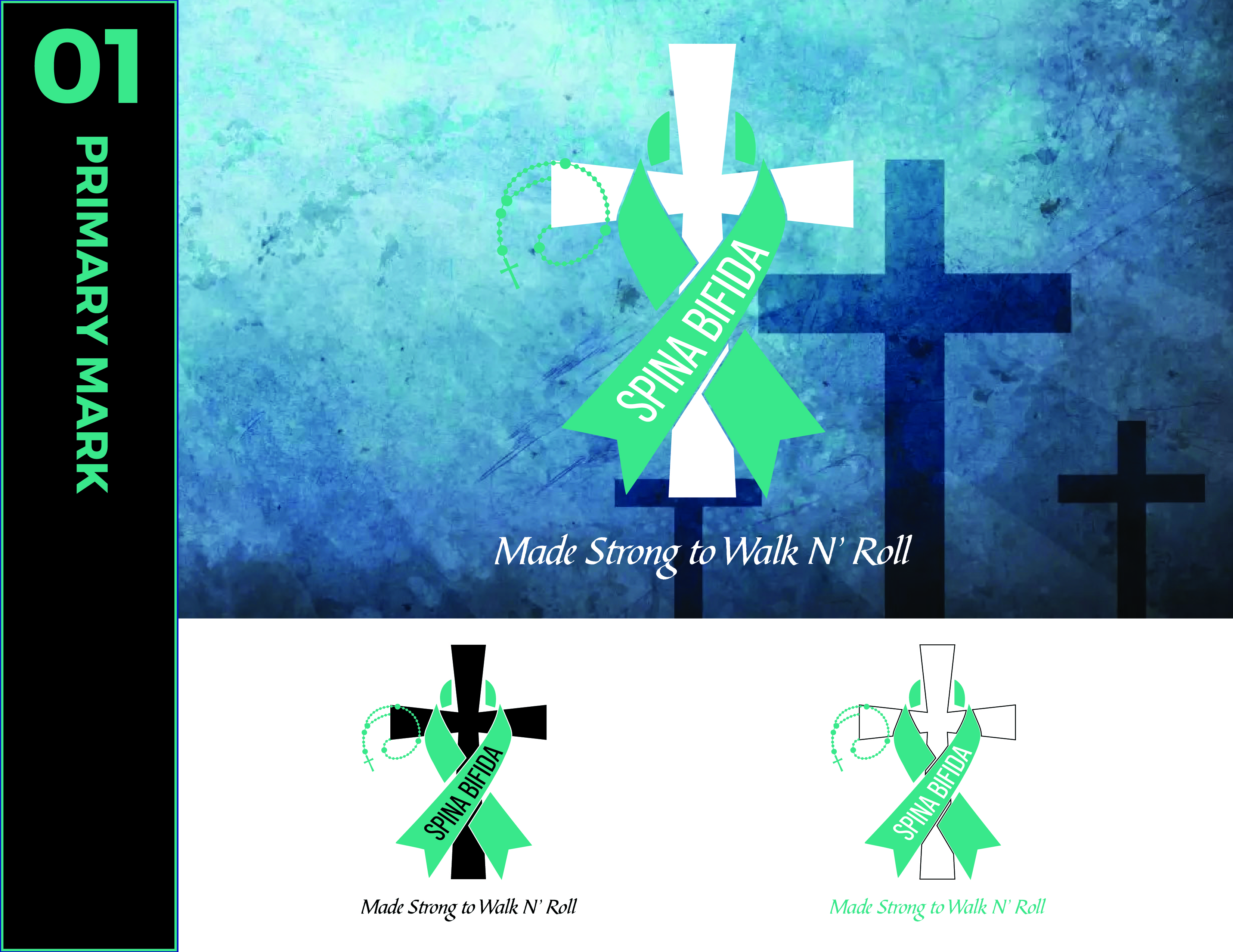 Logo design presentation on textured background with custom emblem and brand color palette