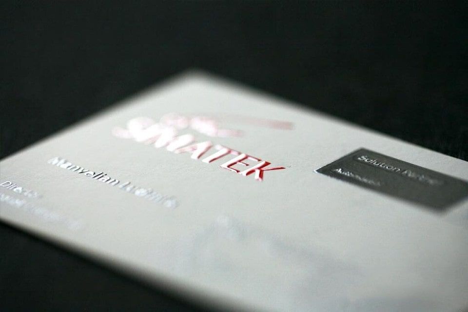 Raised print Strathmore business cards with classic texture on uncoated paper
