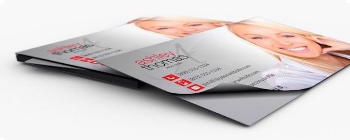 Custom sticker business cards on durable laminated or uncoated material