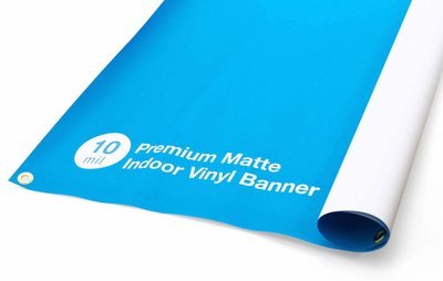 Matte finish indoor vinyl banner, 10mil thick for glare-free displays.