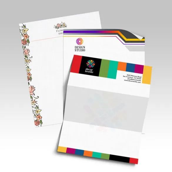 Standard linen letterhead printed in full color on textured bright white paper by SoCal Business Ca…