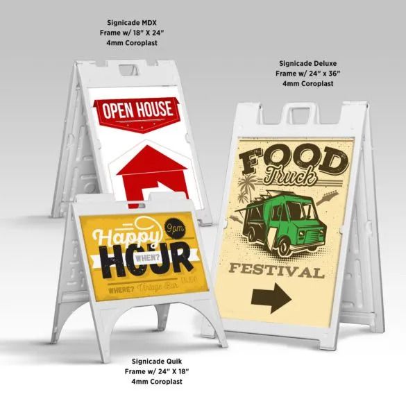 Sidewalk sign stand with printed 4mm coroplast inserts