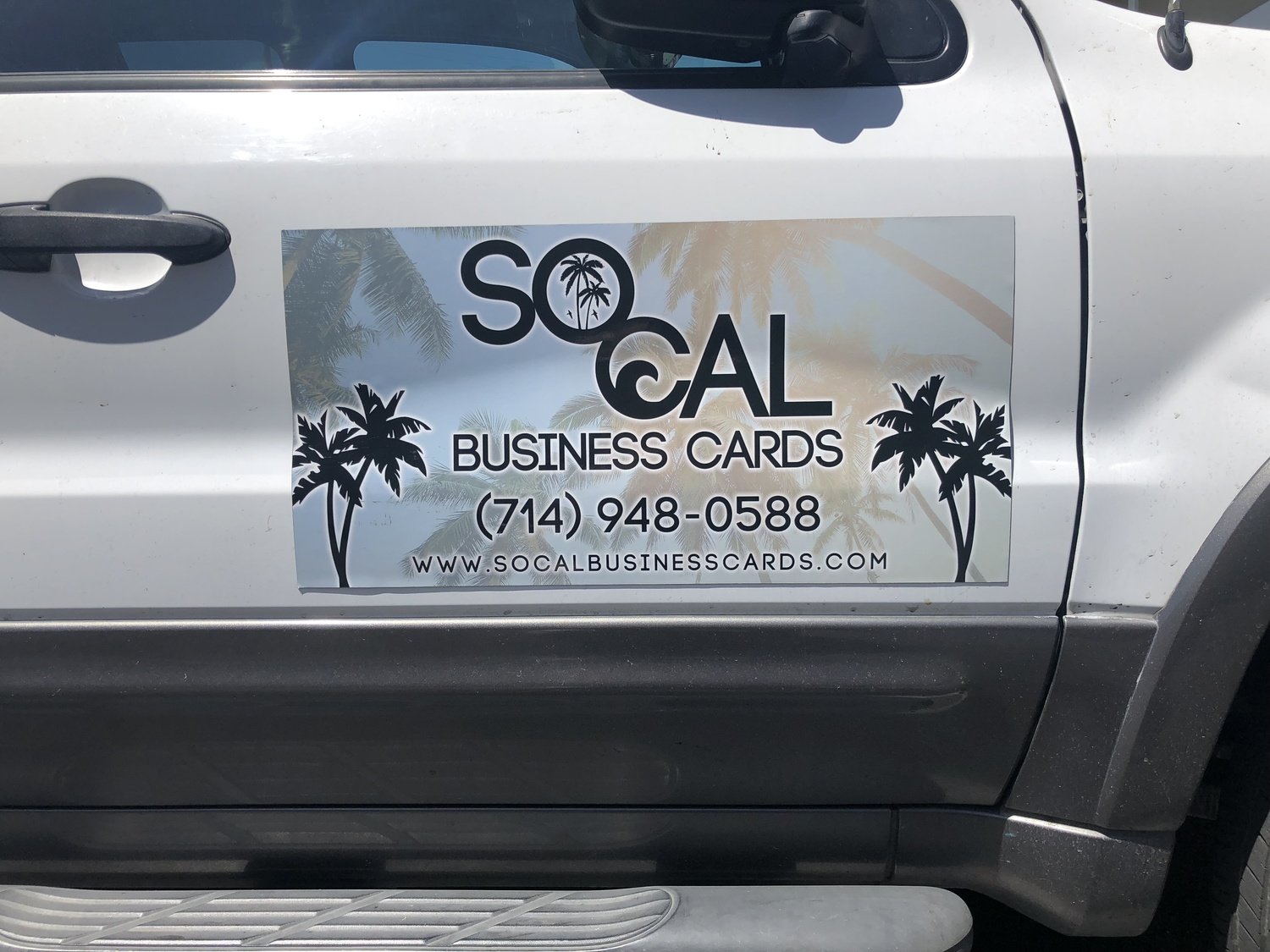 Heavy-duty 30mil car magnet with full-color graphics for mobile advertising.