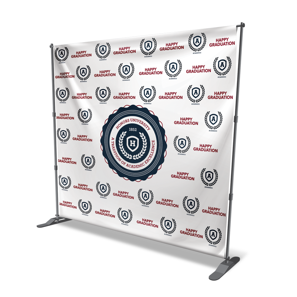 Custom 8 ft backdrop banner stand for trade shows and events