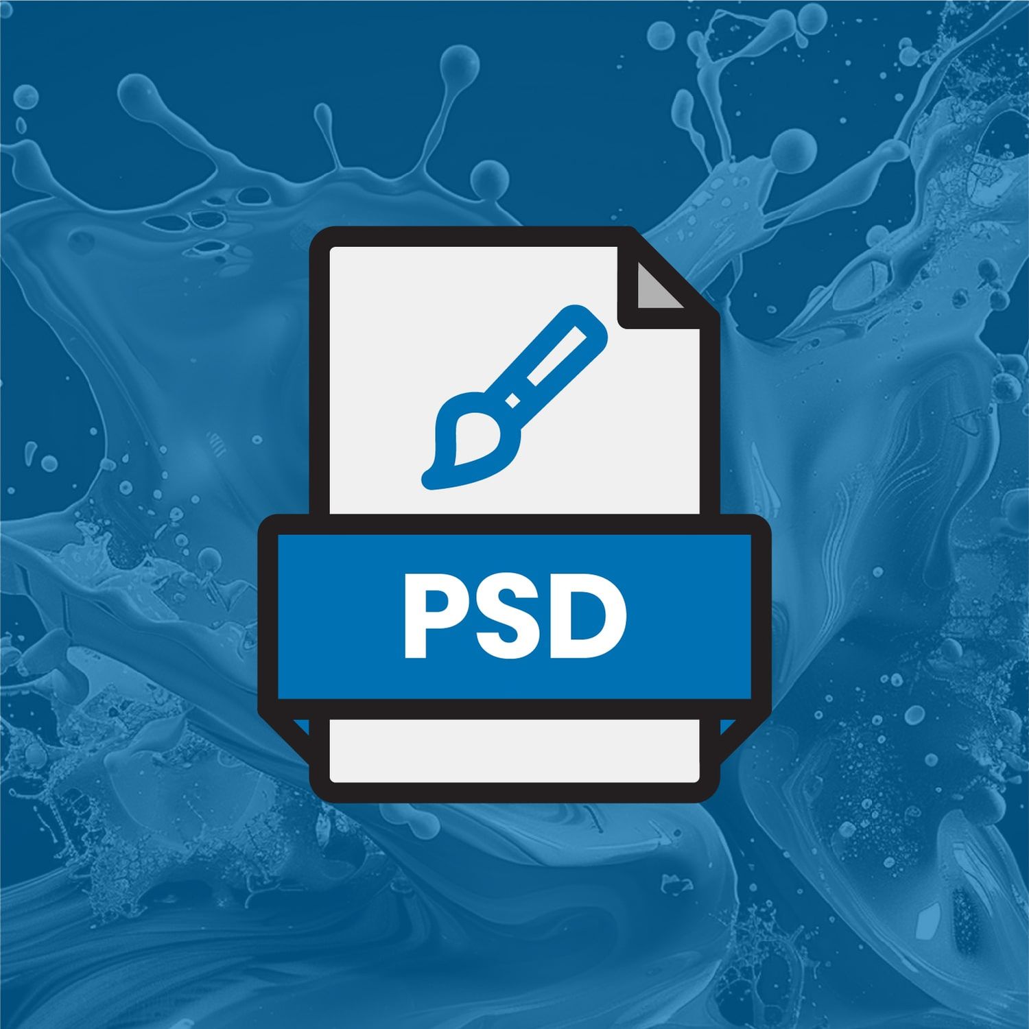 PSD file type symbol indicating layered Photoshop files for editable graphic projects.