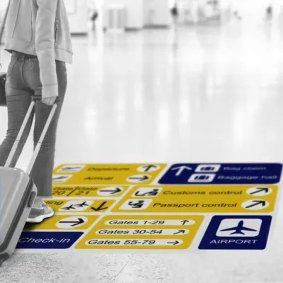 Outdoor aluminum floor graphic printed with UV-cured inks