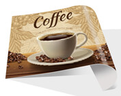 Flexible 0.015" styrene sign for POP displays or indoor wall graphics.