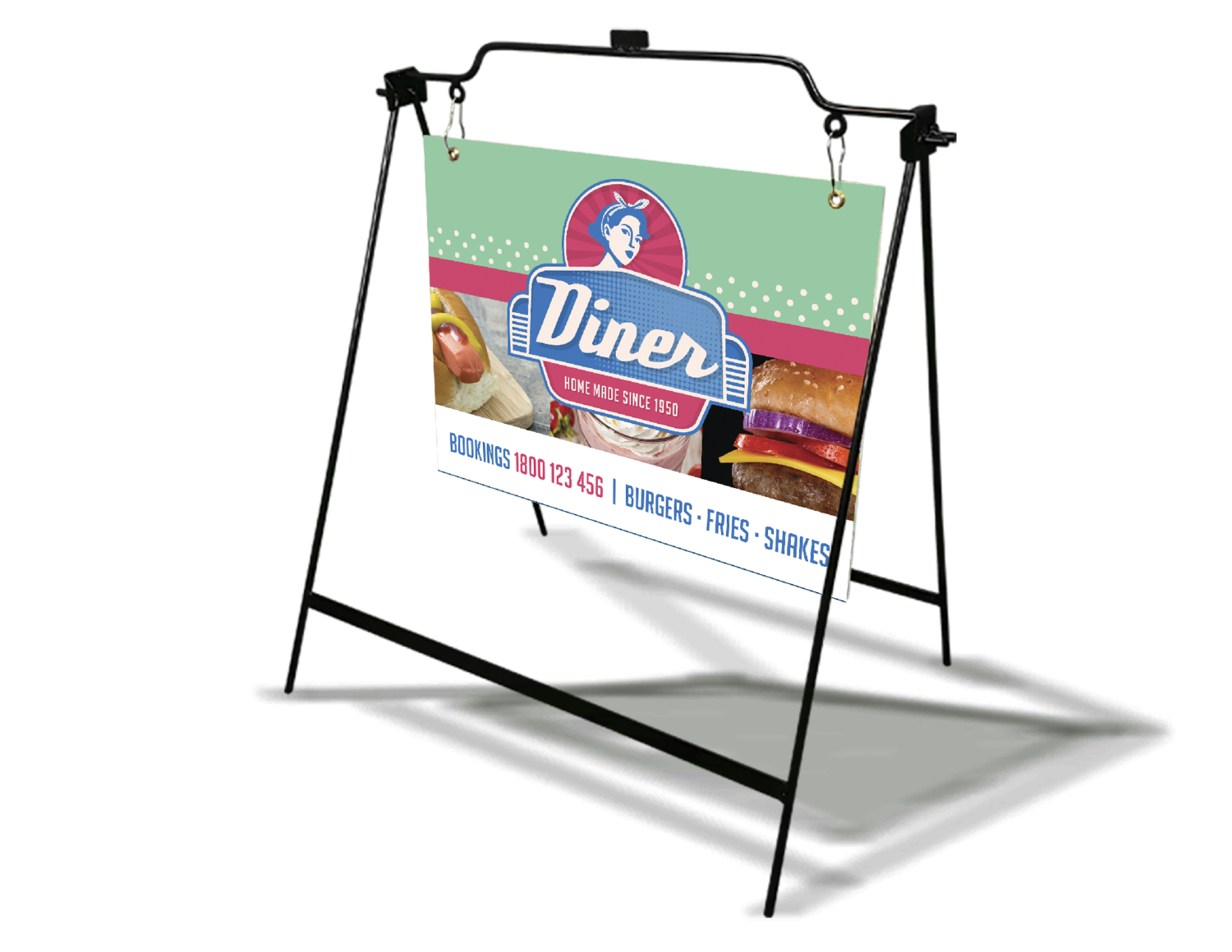 Durable sidewalk sign with corrugated insert, 4mm thick.