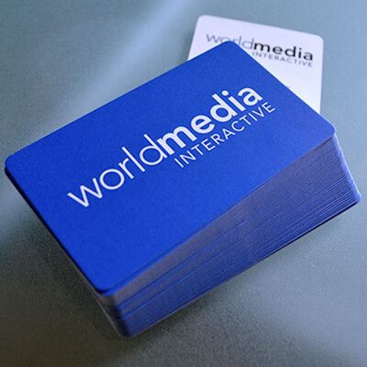 Soft touch silk laminated business cards with a smooth, luxury finish