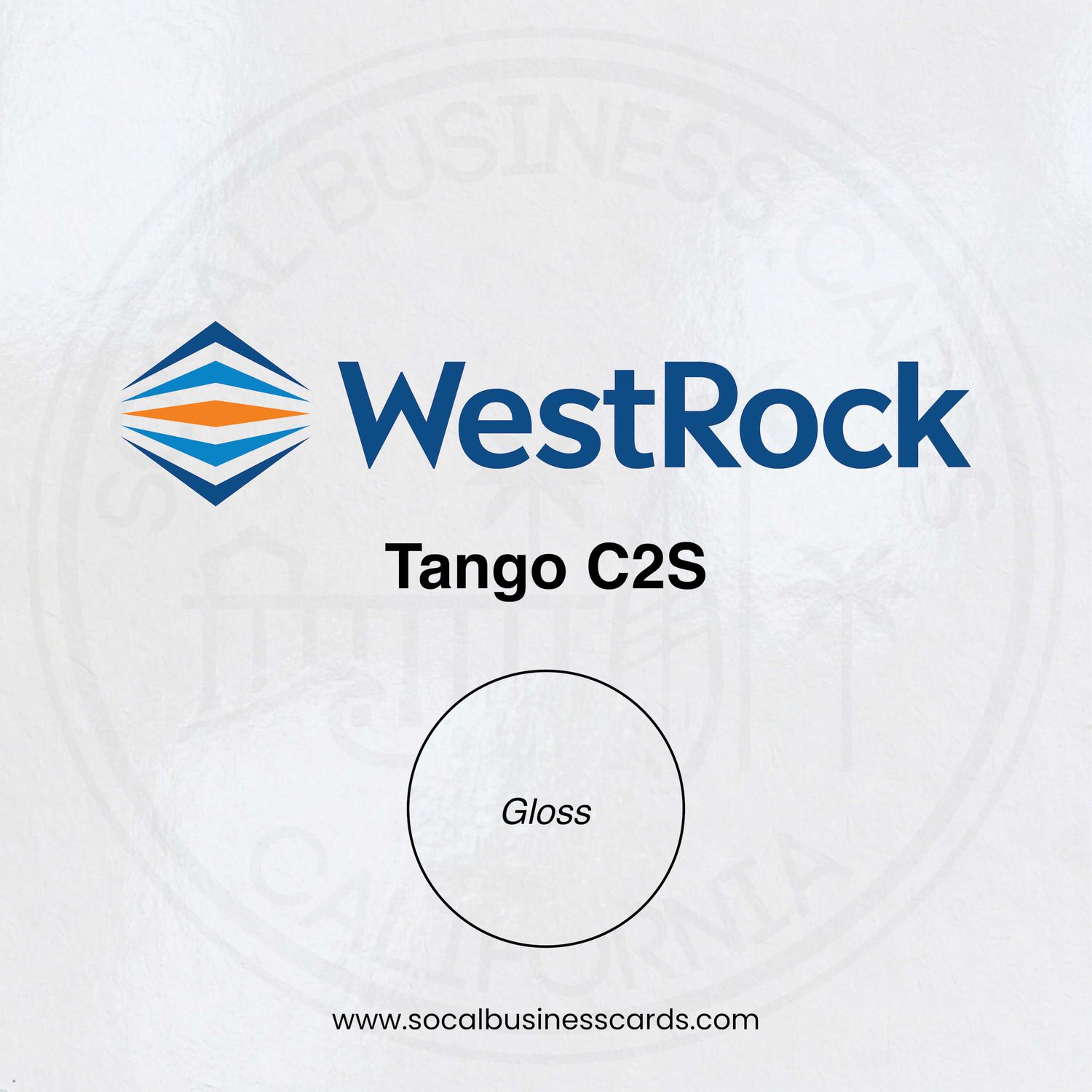 Verso C2S gloss business card stock sample showing the smooth high-shine coated finish