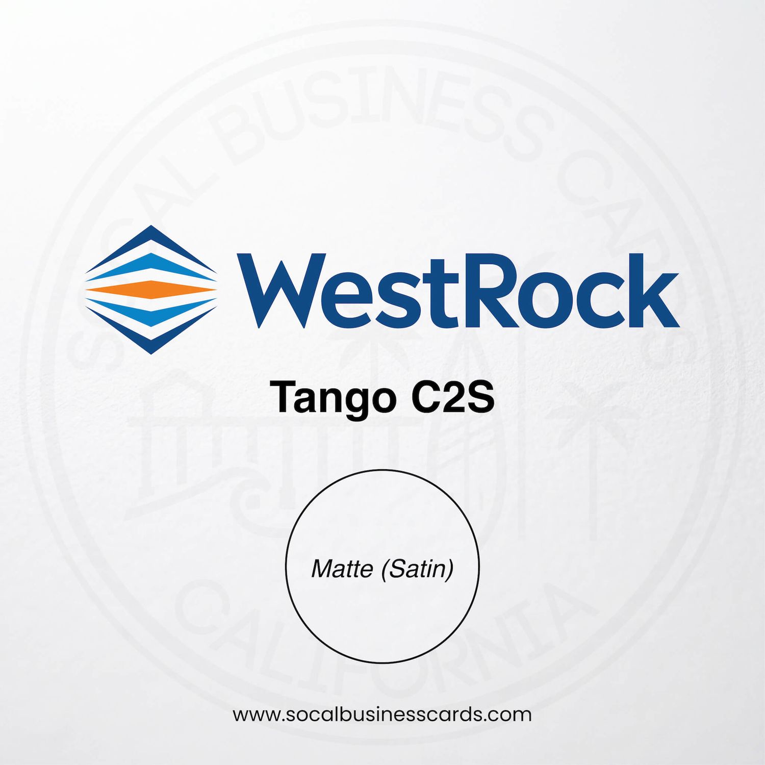 Matte business card stock sample WestRock Tango C2S with smooth satin finish – standard matte business card printing