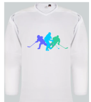white jersey + Colour or solid Front Logo + With Name and numbers
