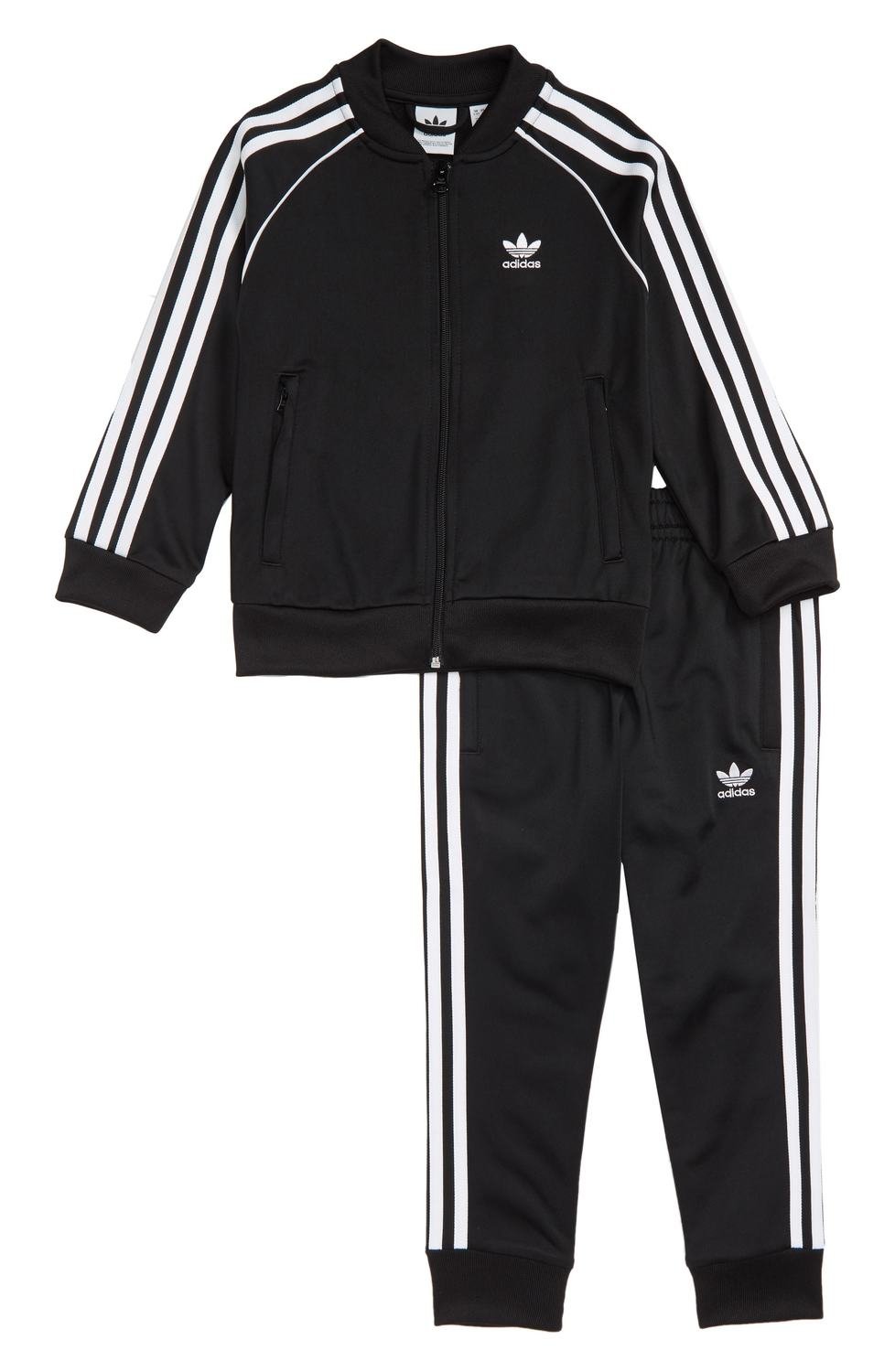 Track Jacket &amp; Sweatpants, Color: Black/ White, Size: L (7-8)