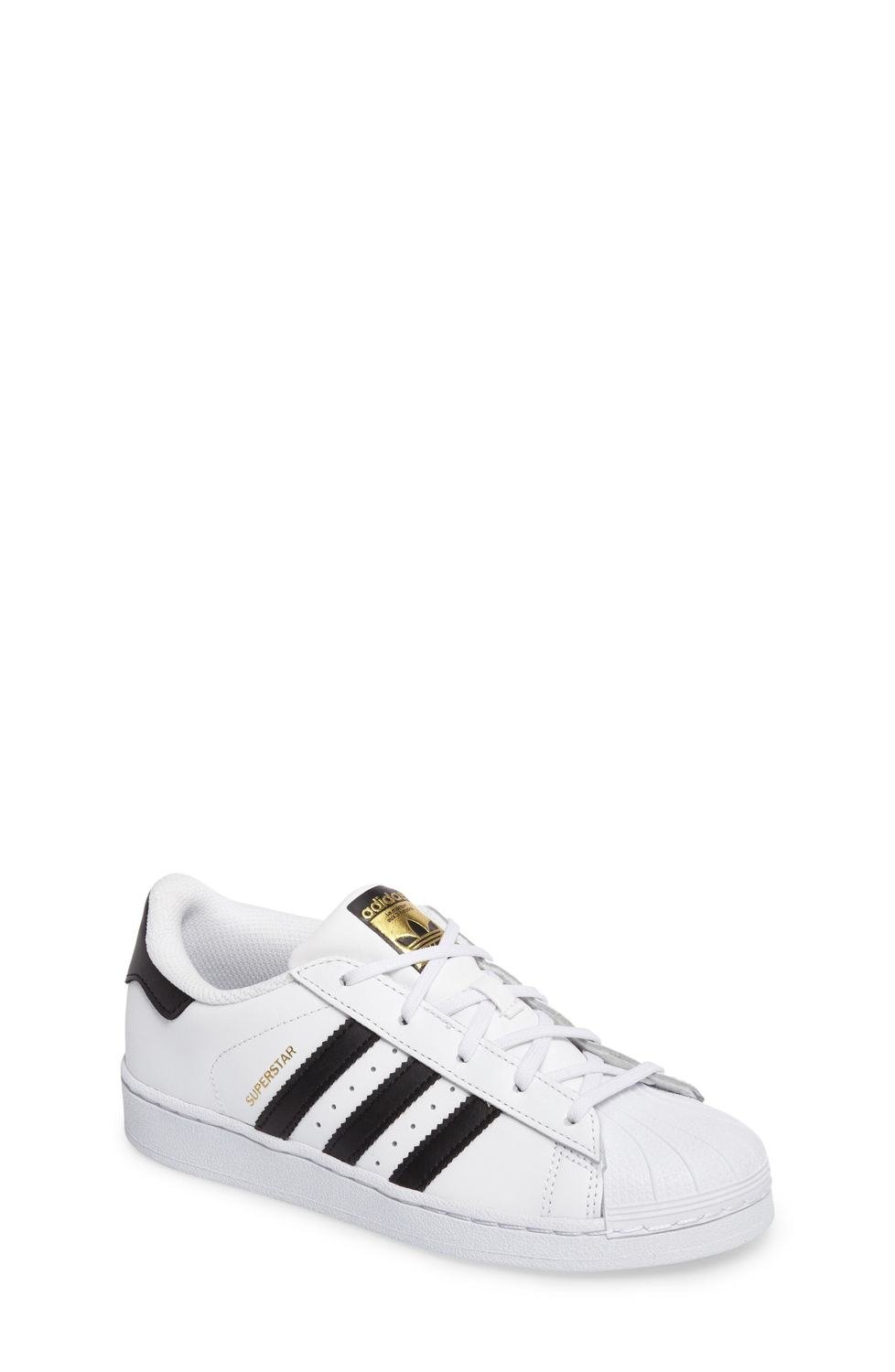 &#39;Superstar Foundation&#39; Sneaker, Color: White/ Black, Size: Little Kid-1 M
