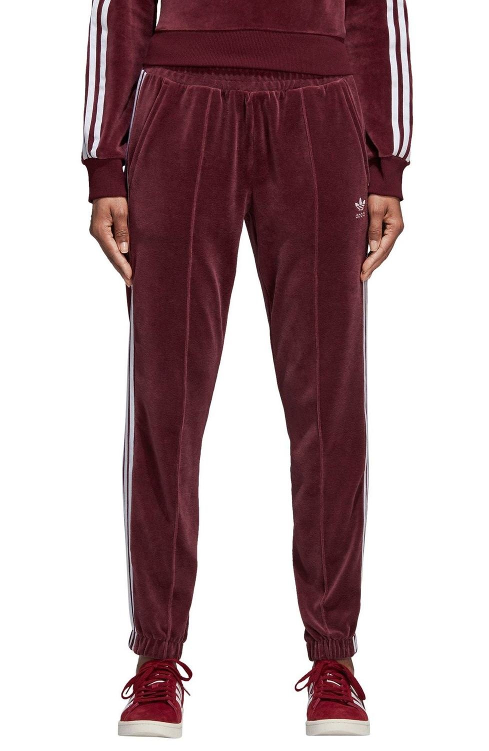 adidas Velour Track Pants, Color: Maroon, Size: X-Large
