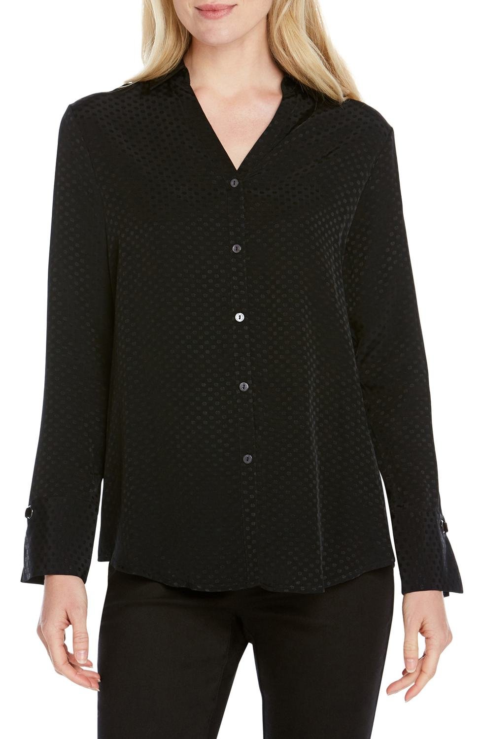 Lillian Jacquard Blouse, Color: Black, Size: 14