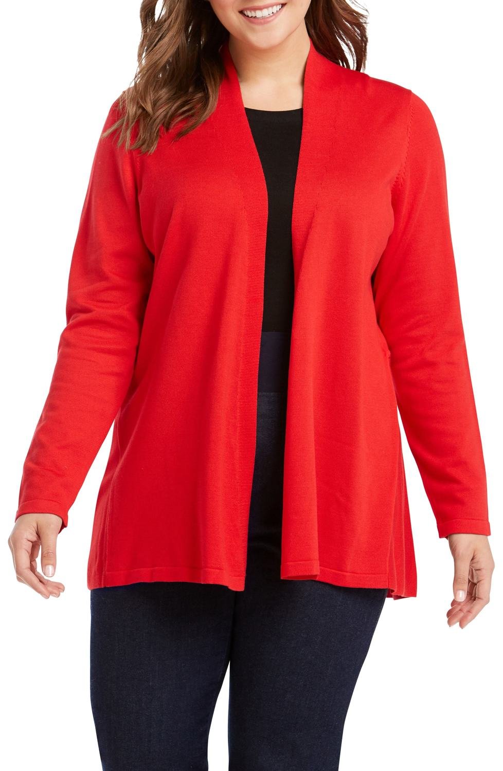 Phillis Jersey Cardigan, Color: Red Lacquer, Size: 3X