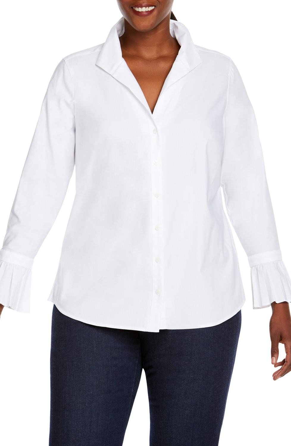 Alba in Solid Stretch Shirt, Color: White, Size: 24W