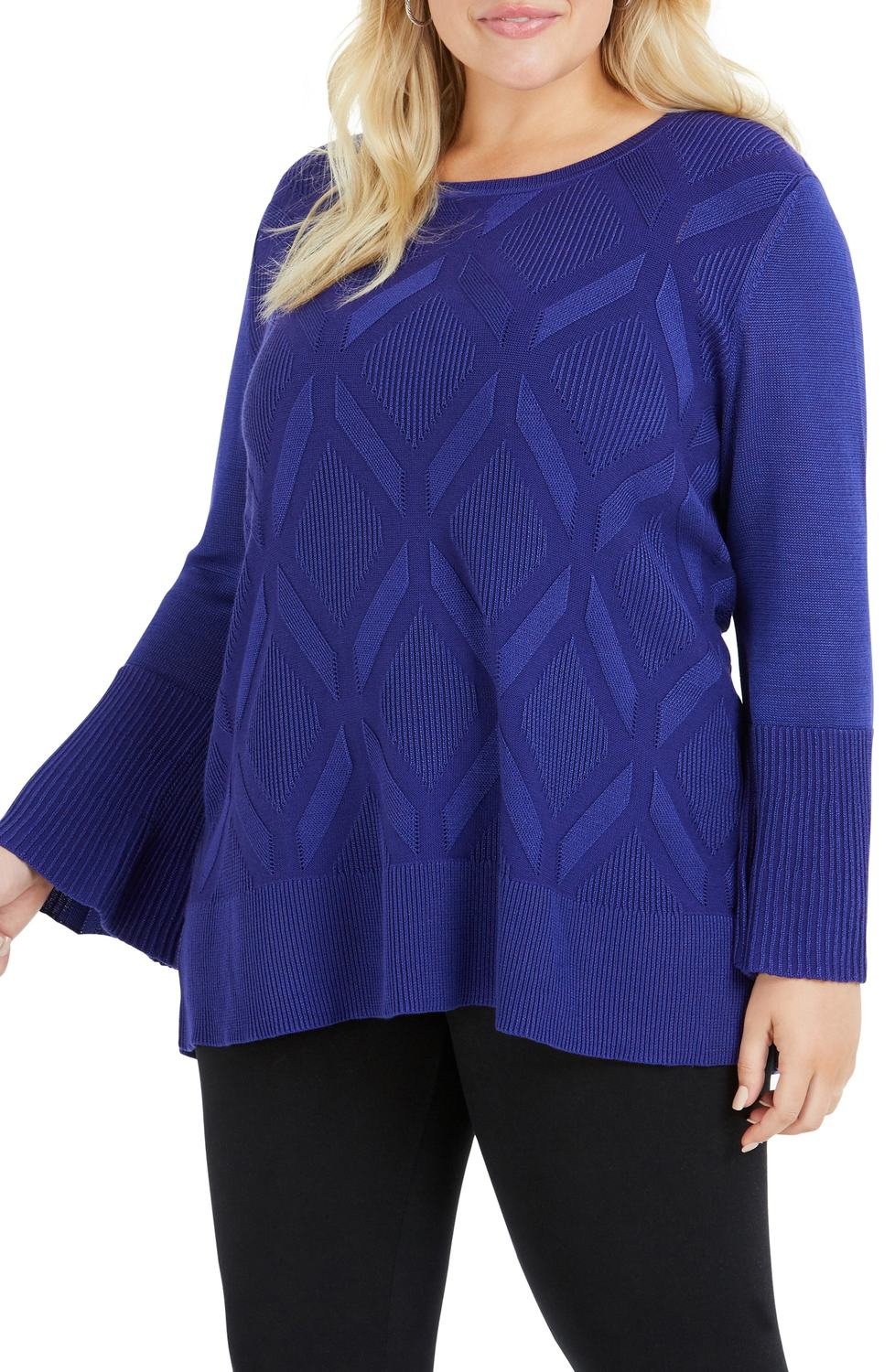Dion Diamond Pattern Sweater, Color: Regal Purple, Size: 3X