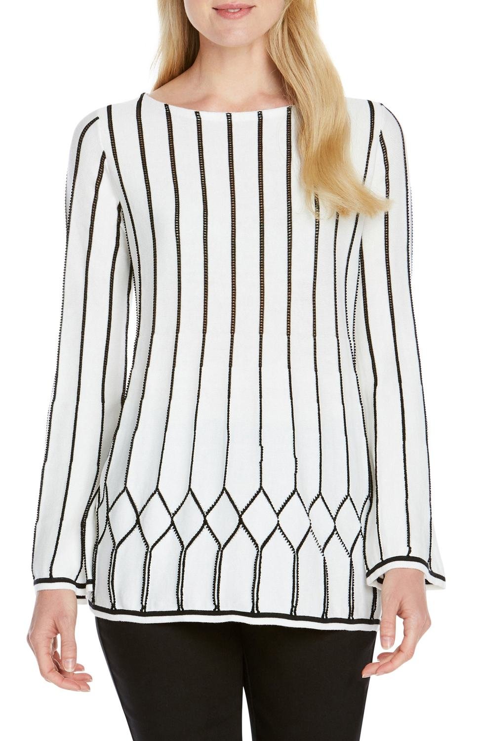 Affina Pointelle Stitch Sweater, Color: White, Size: Large