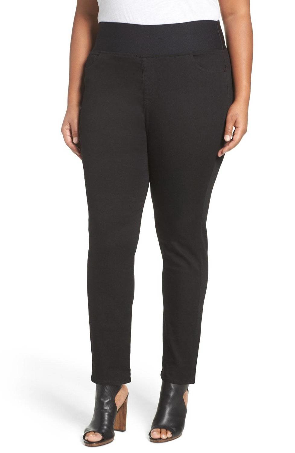 Slimming High Rise Pull-On Pants, Color: Black, Size: 24W