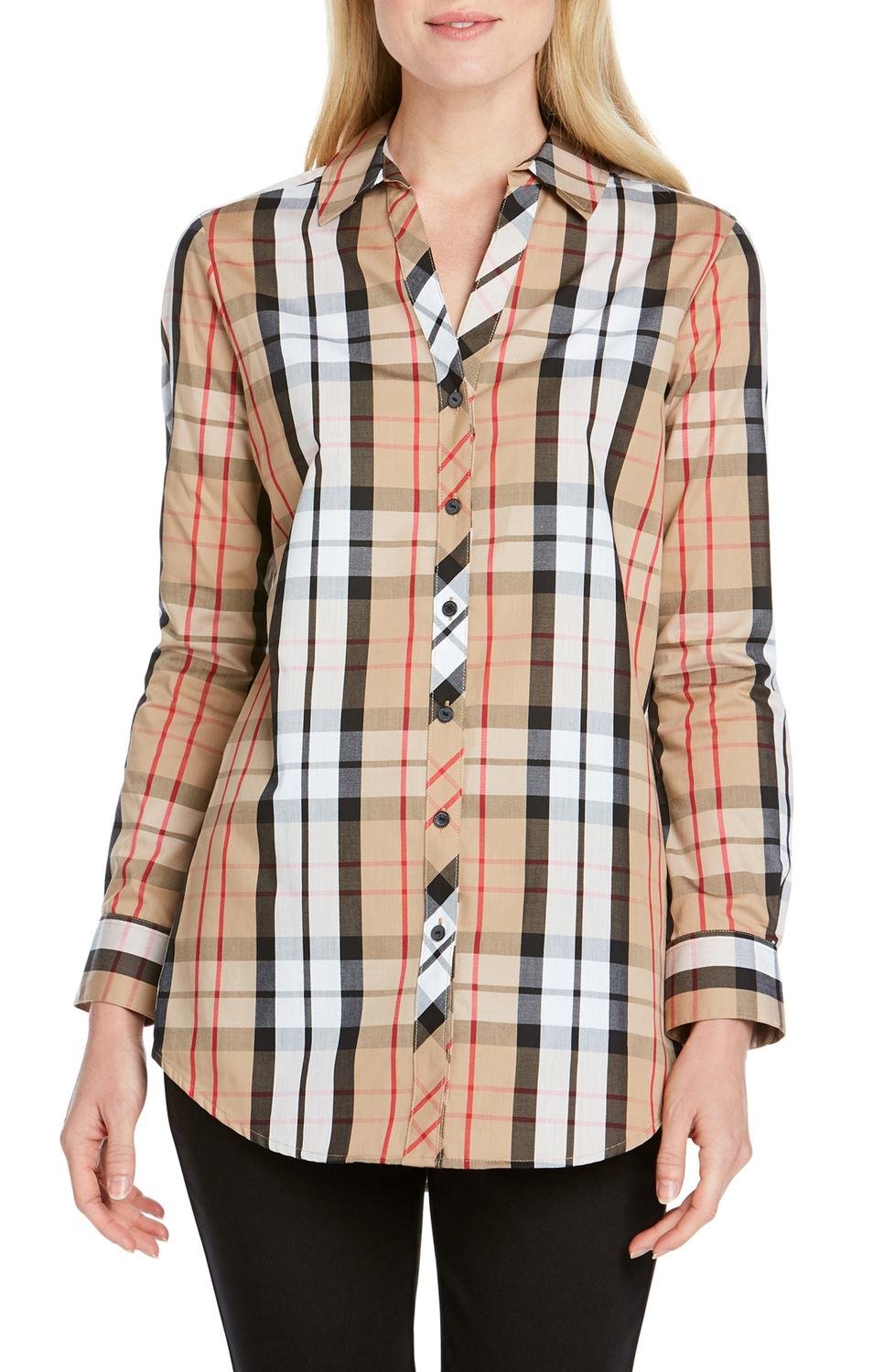 Faith Anderson Tartan Shirt, Color: Camel Multi, Size: 8